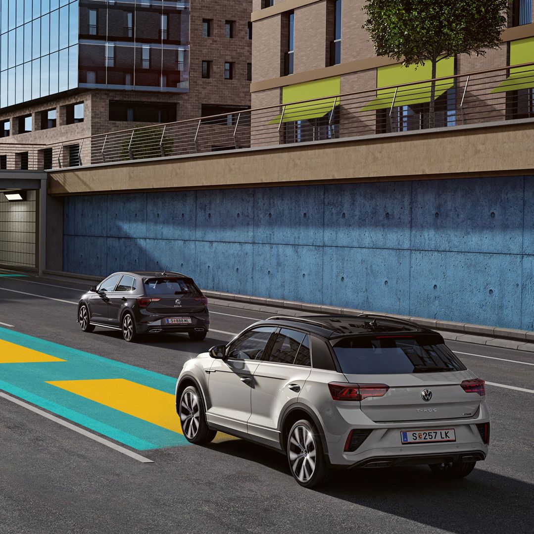 Grafische Darstellung des Travel Assist am VW T-Roc