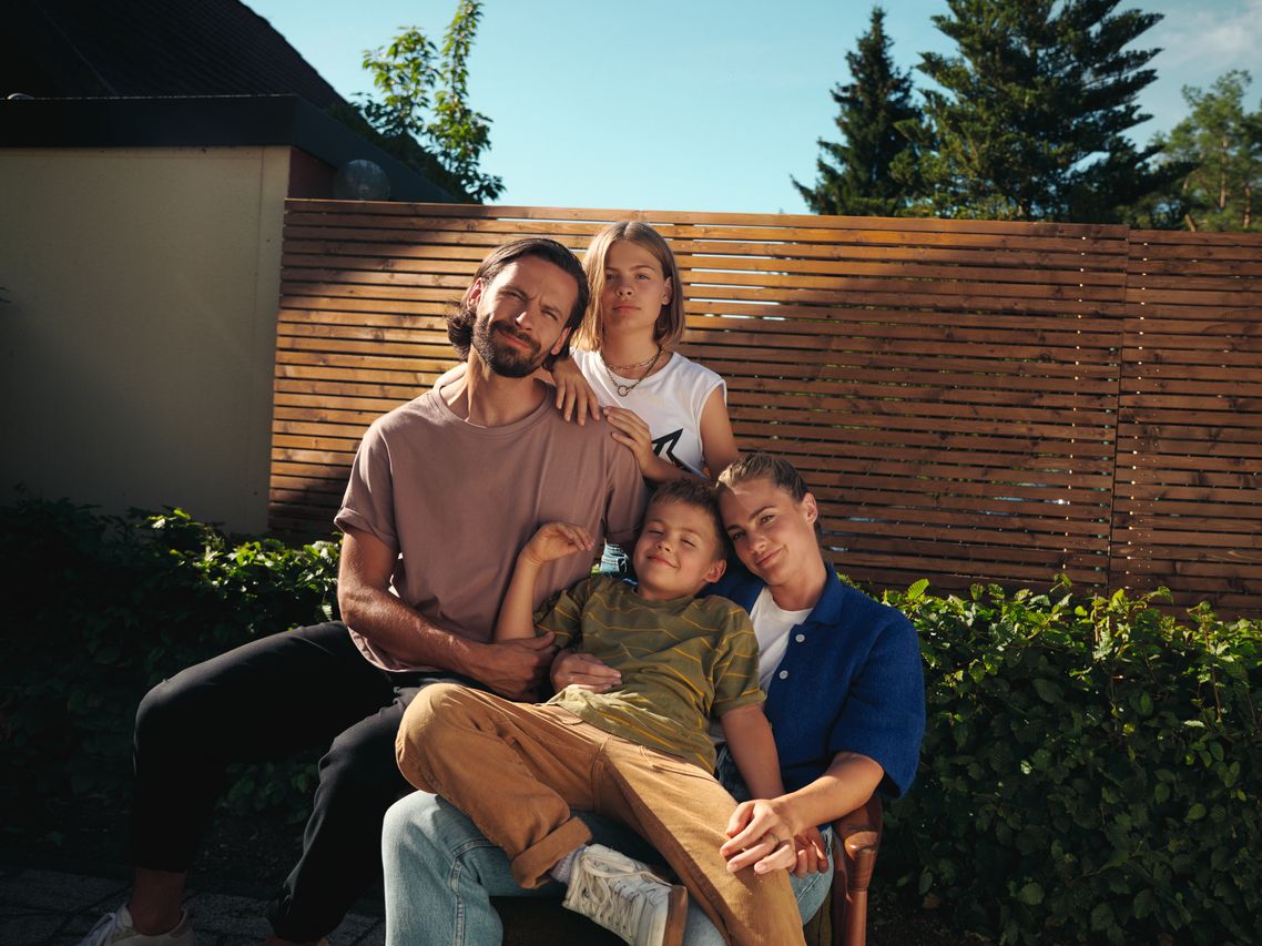 Foto von Familie mit zwei Kindern 