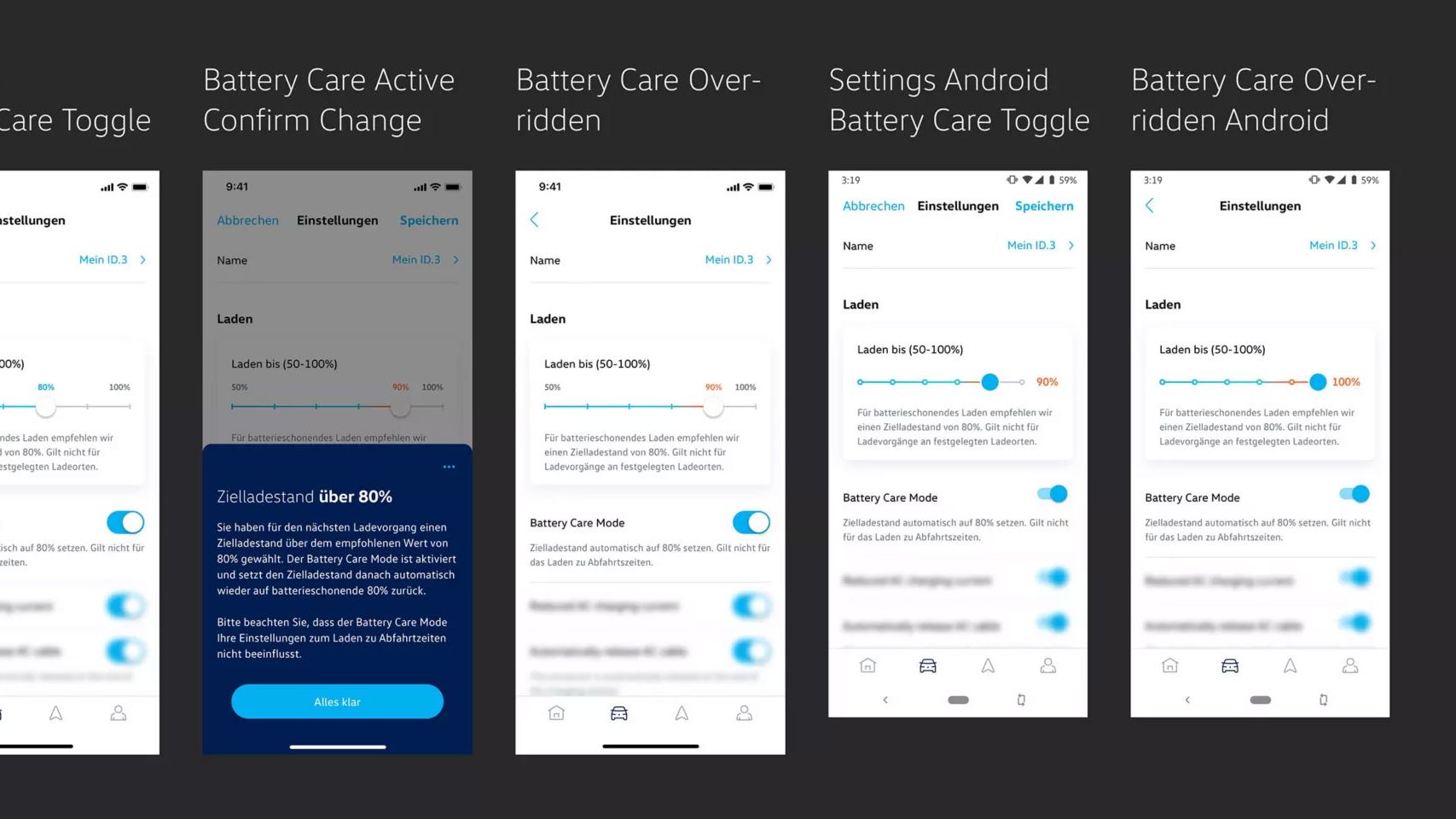 Darstellung der Battery Care Mode Erweiterung